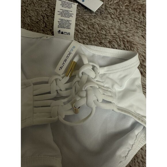 Bleu Rod BeattieLa Cote D'Azur Solid Side Macrame Hipster Swim Bottom White 8 - Picture 6 of 11